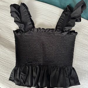 Hill House Black Ruffled Blouse